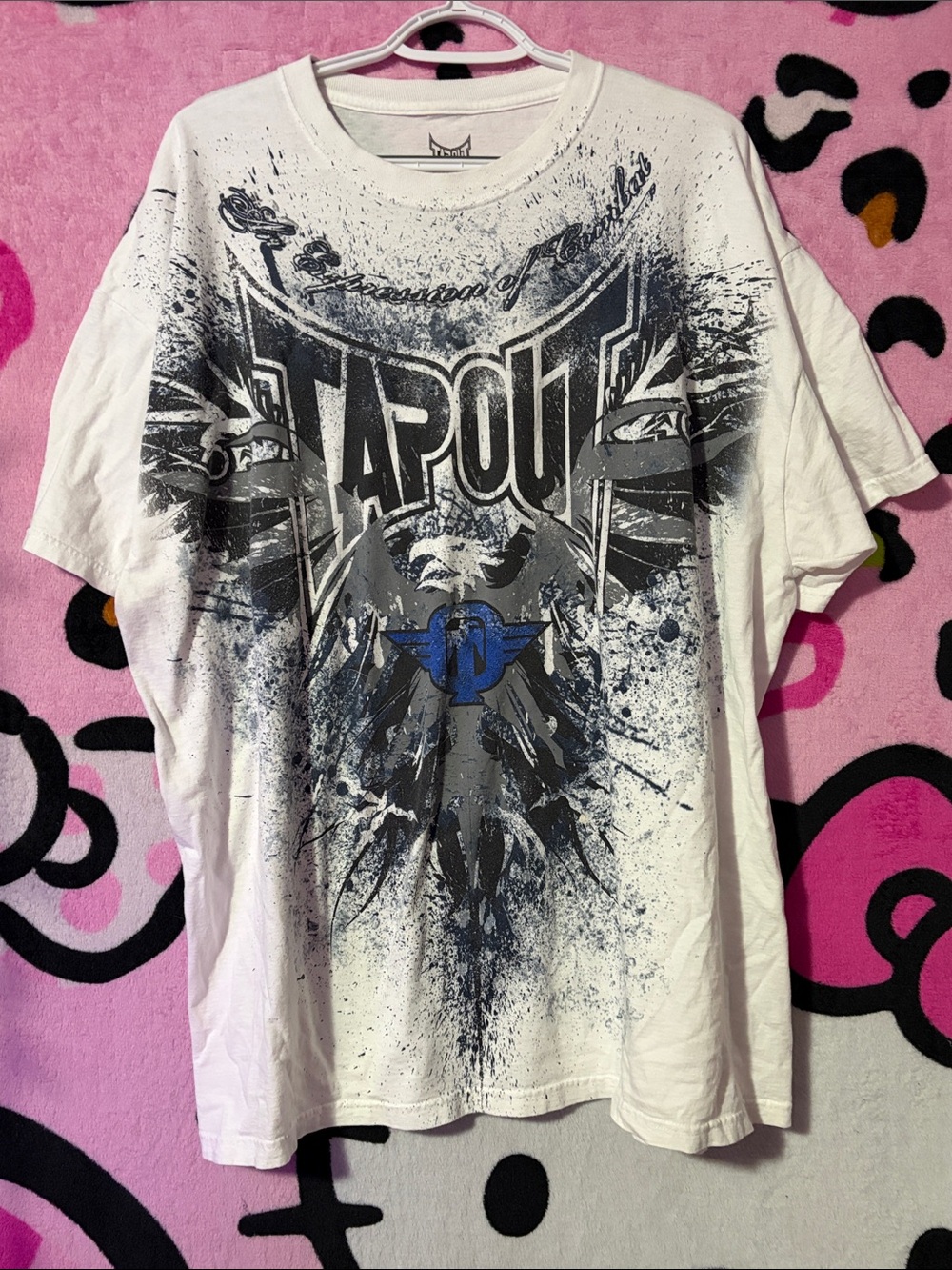 Tapout White Tee with Black and Blue design